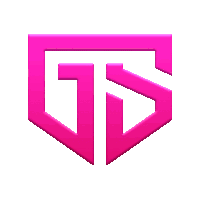 a pink and white logo with the letter gs