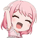 a cartoon girl with pink hair is making a fist gesture .