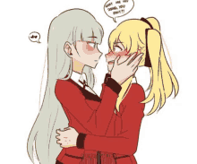 a drawing of two anime girls looking at each other with one saying what are you doing you idiot