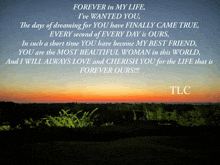 a picture of a sunset with a quote by tlc