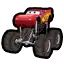 a pixel art drawing of a red monster truck from cars .