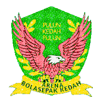 a green shield with a red eagle and the words pullin kedah pullon