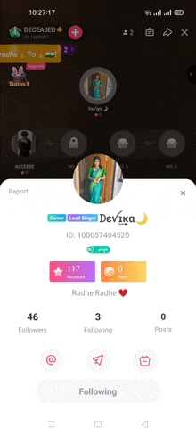 a screenshot of devika 's profile on the app