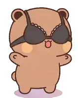 a cartoon teddy bear wearing a bra and sunglasses