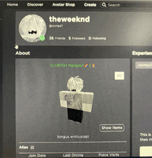 a computer screen shows a person named theweeknd on it