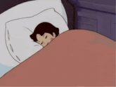 a cartoon of a woman sleeping in a bed