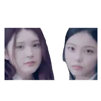 two girls are standing next to each other and their faces are shown