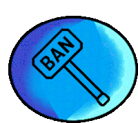 a blue circle with a sign on it that says ban