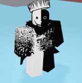 a black and white cartoon character with a crown on their head