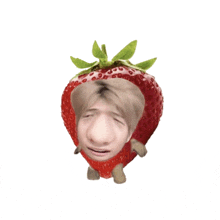 a strawberry with a man 's face in it