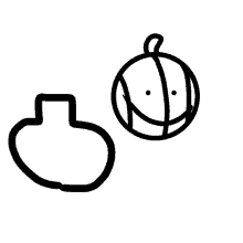 a black and white drawing of a pumpkin with a face