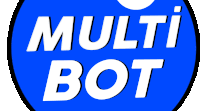 a blue circle with the words multi bot written on it