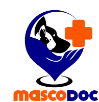 a logo for mascodoc shows a dog and an orange cross