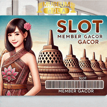 a museum bola slot member gacor card with a woman in a dress