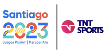 a logo for santiago 2023 with tnt sports in the corner