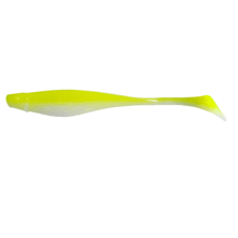 a yellow and white fishing lures on a white surface