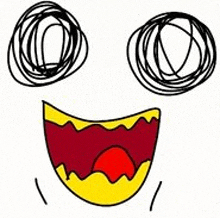 a cartoon drawing of a smiling face with a smiley face and a smiley face .