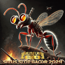 an advertisement for museum bola shows an ant with wings