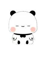 a black and white drawing of a panda bear with a smiley face