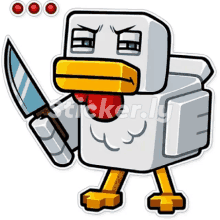 a sticker of a chicken holding a knife with the word sticker.ly below it