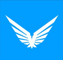 a blue background with a white eagle 's wings on it