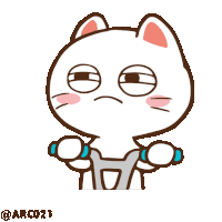 a cartoon of a cat holding a pair of dumbbells with the watermark @arco21