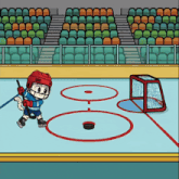 a cartoon drawing of a hockey player with a helmet that says ccm on it