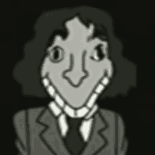 a black and white cartoon of a man in a suit and tie .