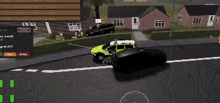 a screenshot of a video game shows a police car driving down the street