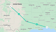 a map of the united states showing denver colorado and houston