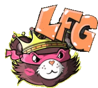 a cartoon cat with a crown on its head and the letter lfg above it