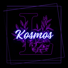 the letter l is surrounded by flowers and the word kosmos