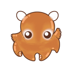 a cartoon drawing of a brown octopus with a white background
