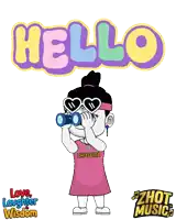 a cartoon of a girl wearing sunglasses and a shirt that says love laughter wisdom