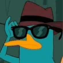 perry the platypus is wearing a hat and glasses .