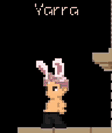 a pixel art of a person wearing bunny ears and the name garra