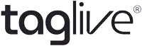 a logo for taglive with a rainbow colored border