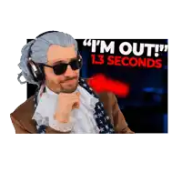 a man with a wig and sunglasses says " i 'm out "