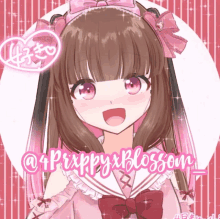 a drawing of a girl with the name 4prxppyxblossom on it