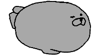 a cartoon drawing of a seal with a smiley face