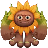 a cartoon drawing of a sunflower with big arms