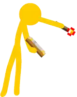 a yellow stick figure is holding a torch