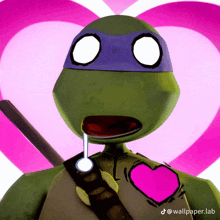 a teenage mutant ninja turtle with a heart on his chest