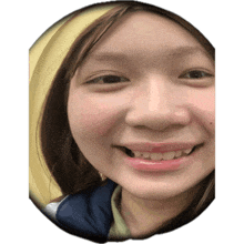 a close up of a girl 's face with a circle around it