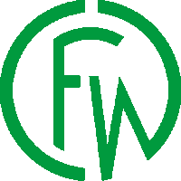 a green circle with the letter fw in the center