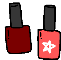 a drawing of two bottles of red nail polish with a white star on it