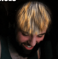 a close up of a man 's face with a beard and headphones with the word role in the upper right corner