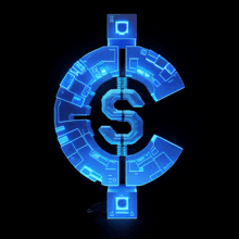 a dollar sign is surrounded by a circle of electronic circuits