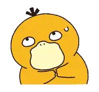 a cartoon duck with a big beak is looking up and making a funny face .