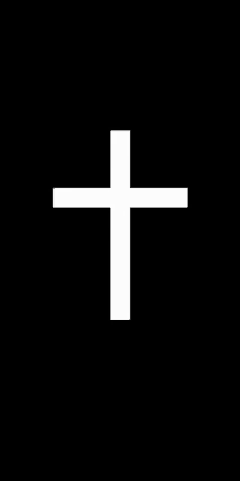 a white cross on a black background is a symbol of faith .